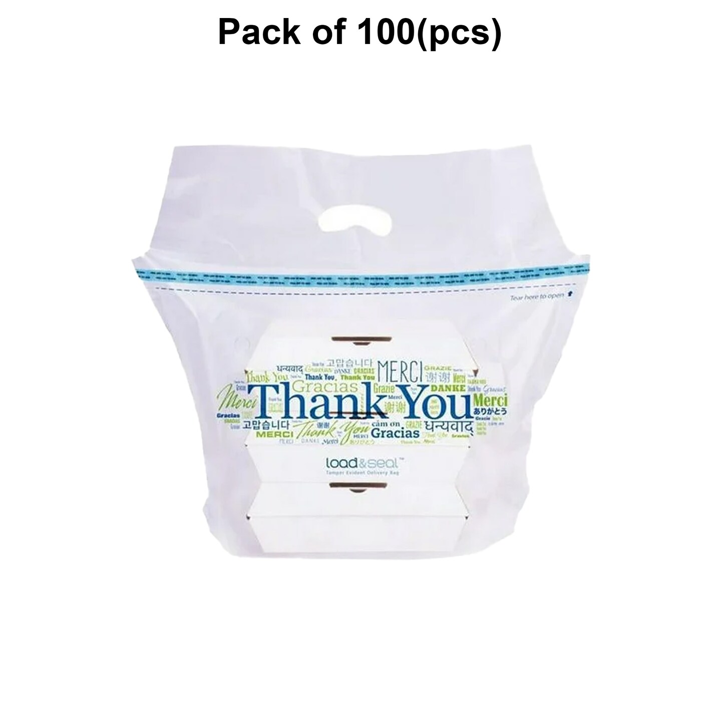 Thank You Load and Seal Polyethylene Tamper Evident Delivery Bag | 1.5 Mil 21" x 17" x 9"