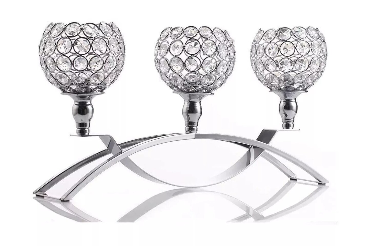 VINCIGANT 3 Arm Crystal Candle Stick Holders for Table Centerpiece