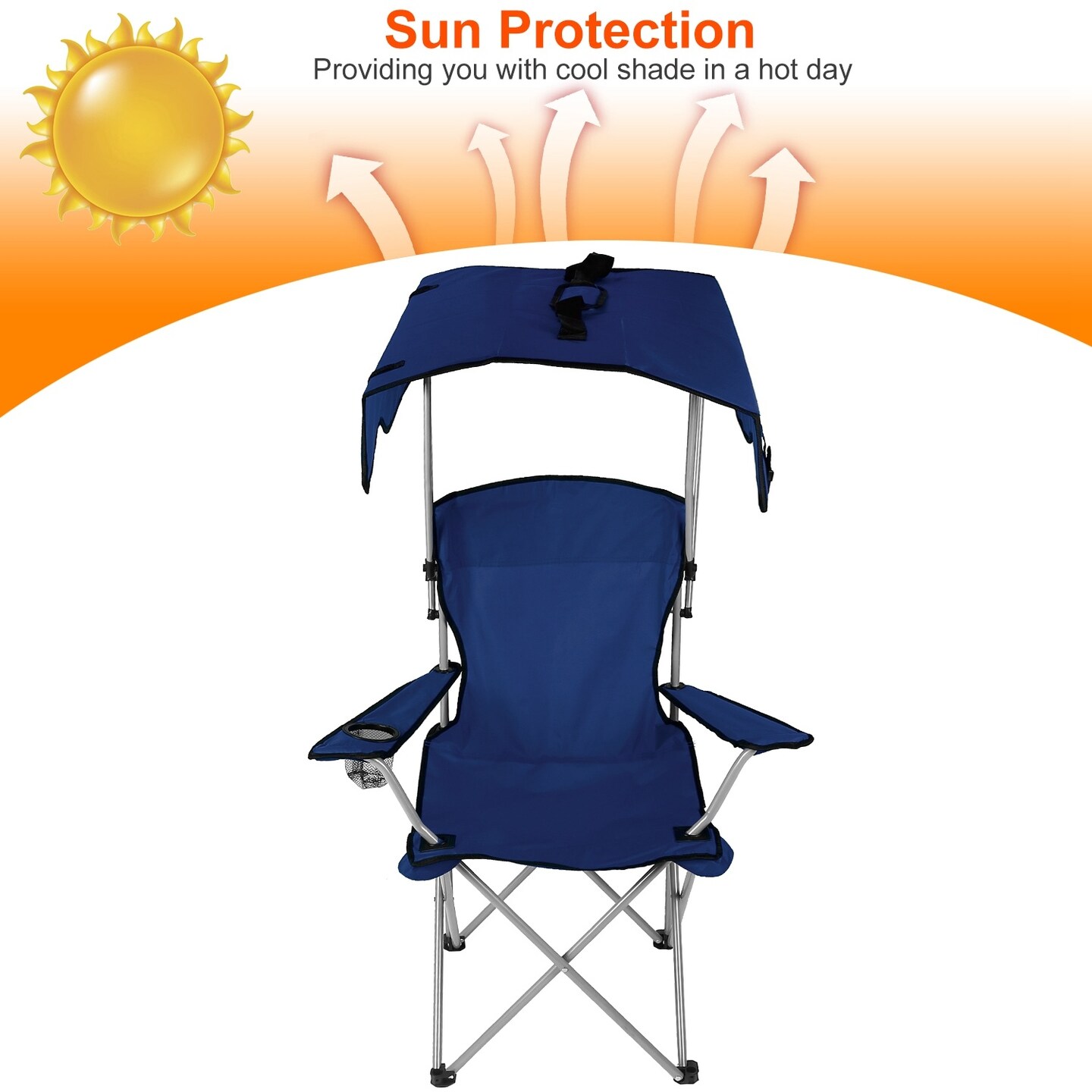 Foldable Beach Canopy Chair Sun Protection Camping - Holds 330LBS Load