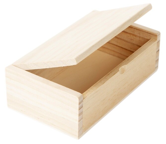 CousinDIY Unfinished Wood Box With Wood Hinge-Medium