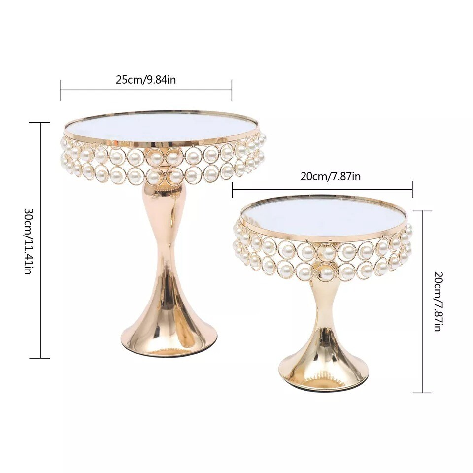 9pack Golden Cake Stand Tray 3-layer Tower Stand With Base Wedding Party Mirror
