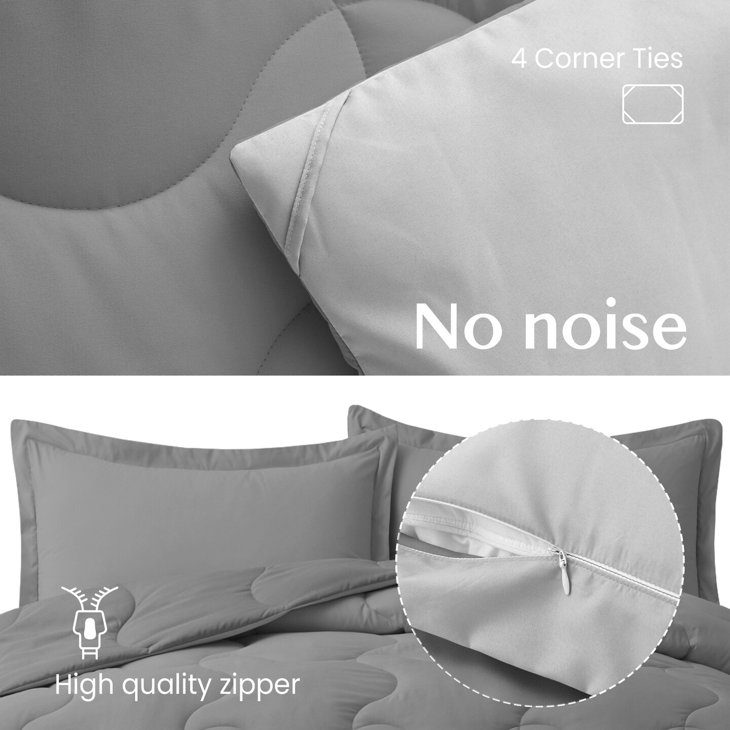 King Lightweight Reversible Microfiber Comforter Set Dark Gray Light Gray