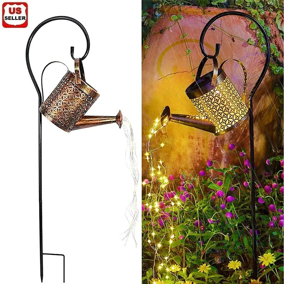 Solar Watering Can Light Garden Outdoor Waterproof Kettle Yard Art Lamp Decor