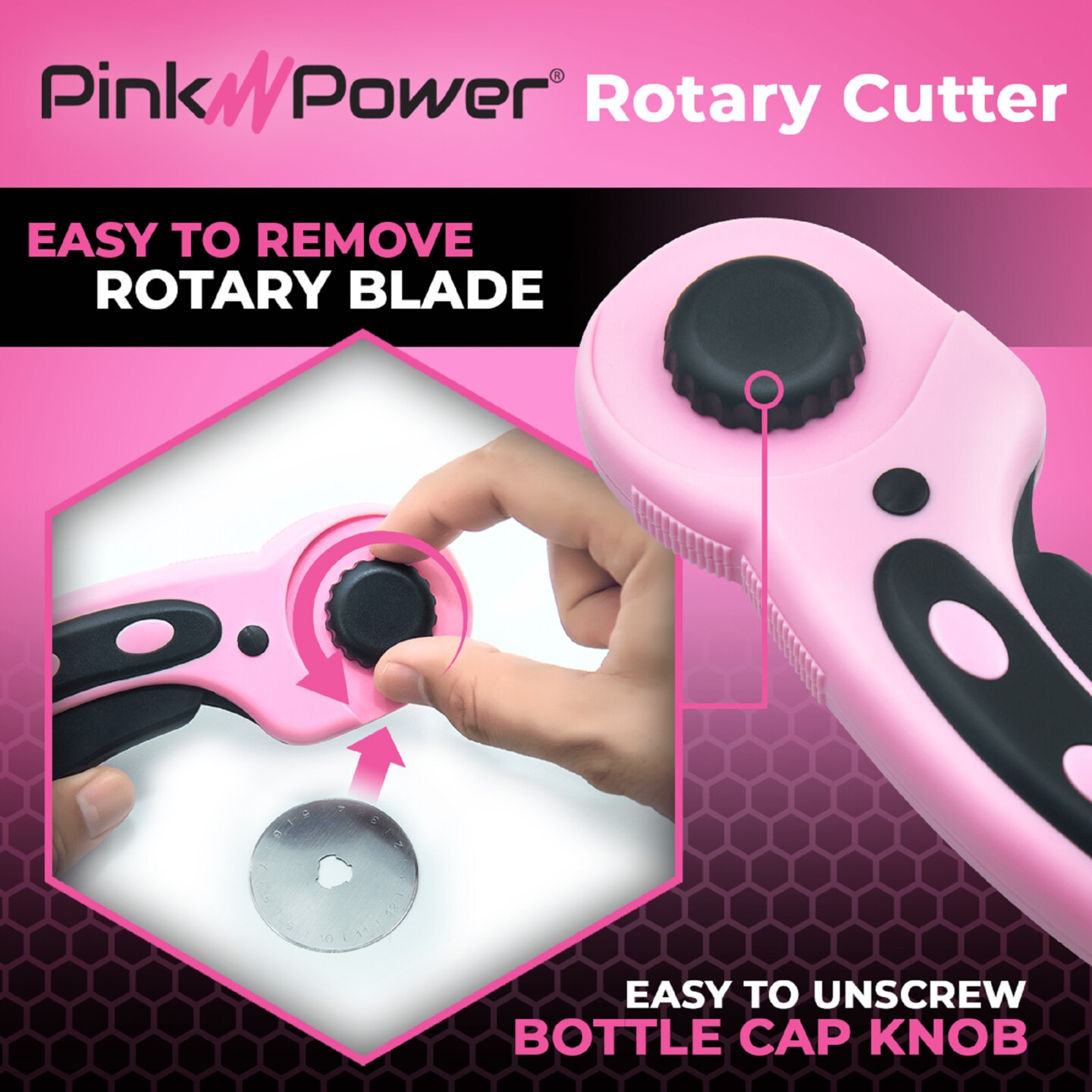 Pink Power 45mm Manual Rotary Cutter Set