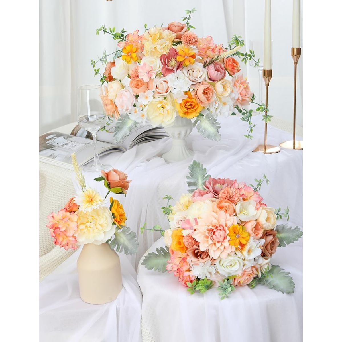 Silk Dahlia &#x26; Rose Flower Combo