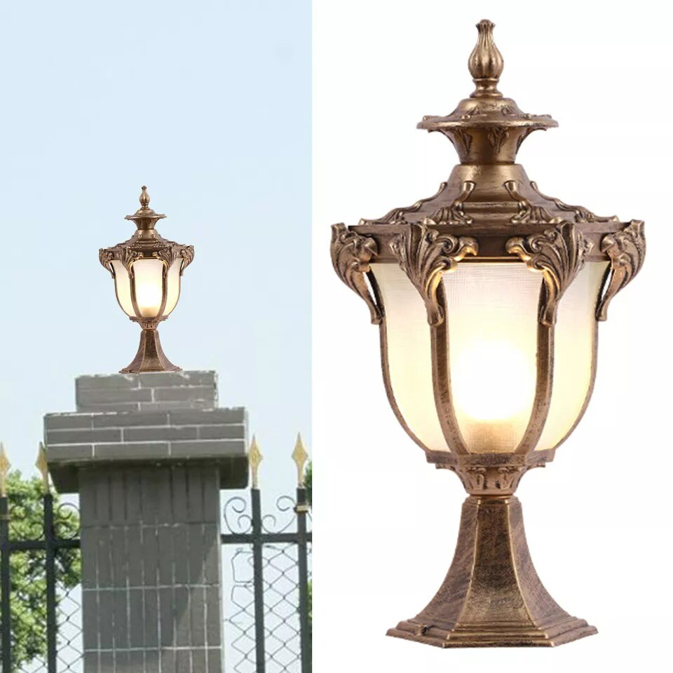 Vintage Pillar Light Garden Waterproof Outdoor Column Lamp Yard Post Lamp Bronze