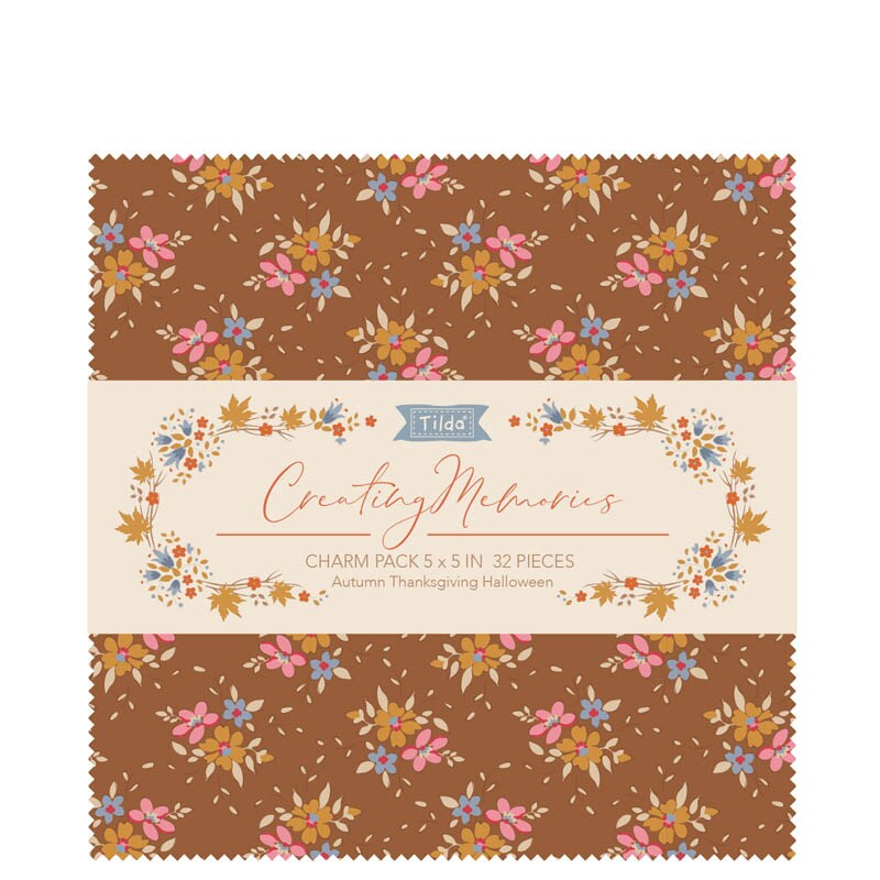 Tilda Fabrics Creating Memories Autumn Charm Pack - 32 Pieces - 5&#x22; x 5&#x22; -100% Cotton