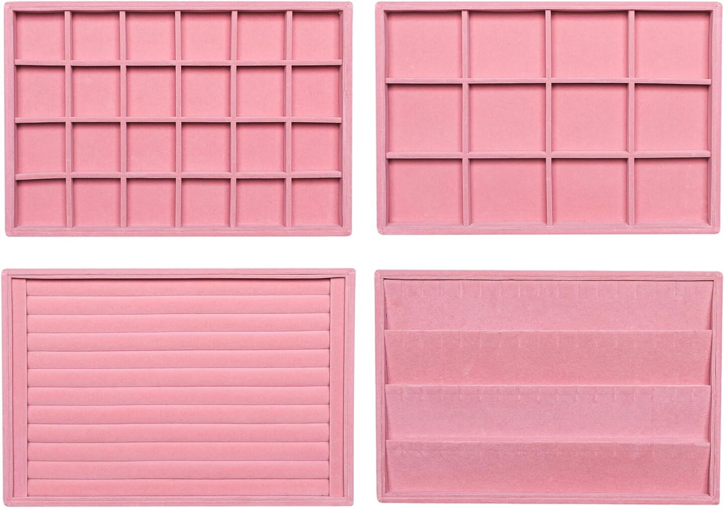 4-Pieces Stackable Velvet Jewelry Organizer Trays