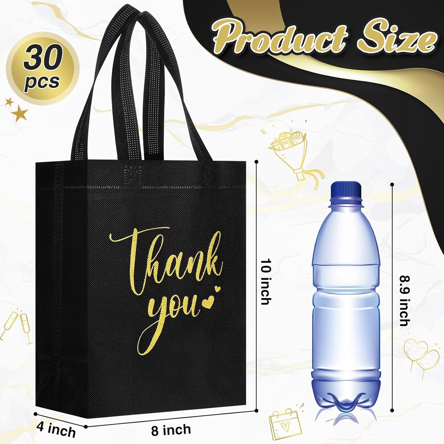 30-Pieces Reusable Thank You Gift Bags with Handles