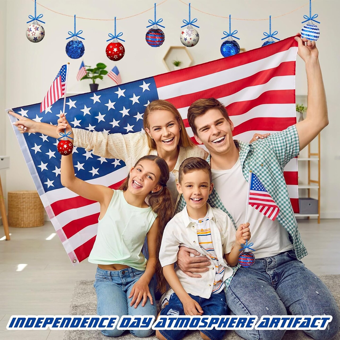16 Pcs 4th of July Tree Ornaments Patriotic Ball Hanging Ball Decor