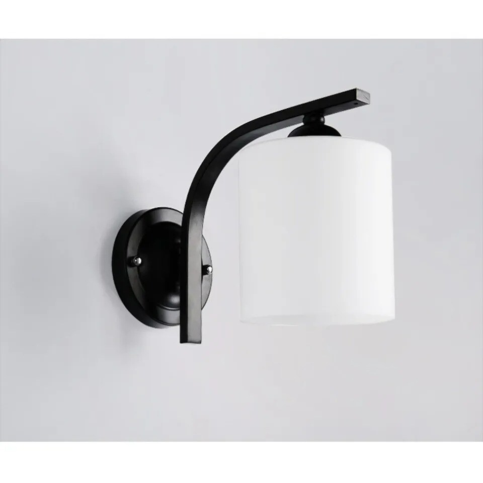Modern Cylinder Glass Wall Light Sconce Lighting Lamp Fixture Bedroom Home Decor