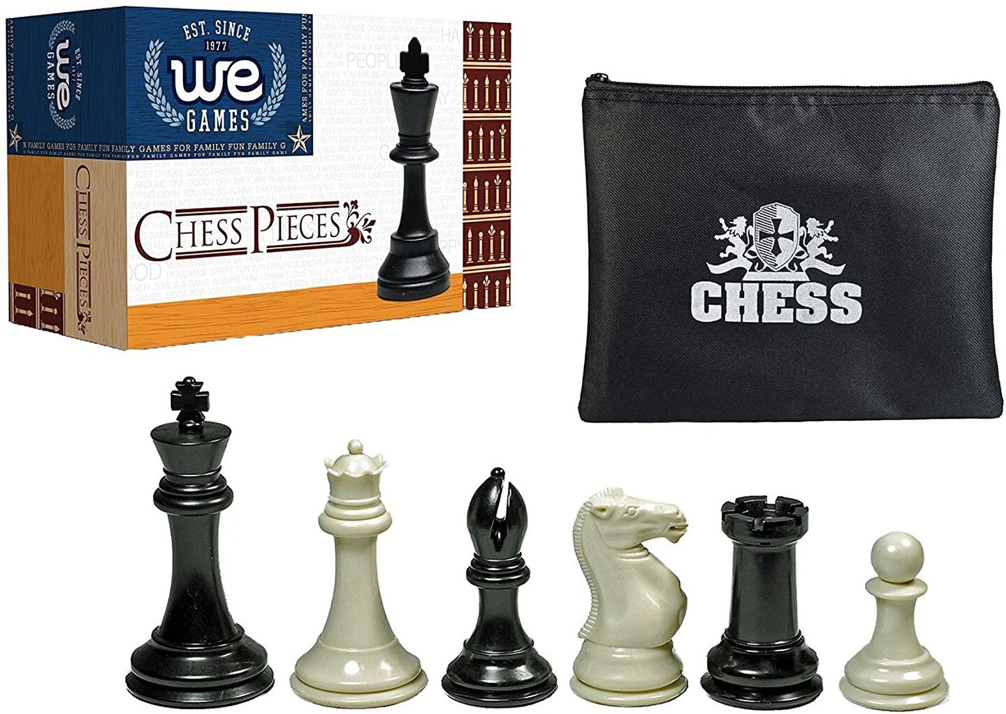 WE Games Tournament Triple Weighted Plastic Chess Pieces,  4 in. King