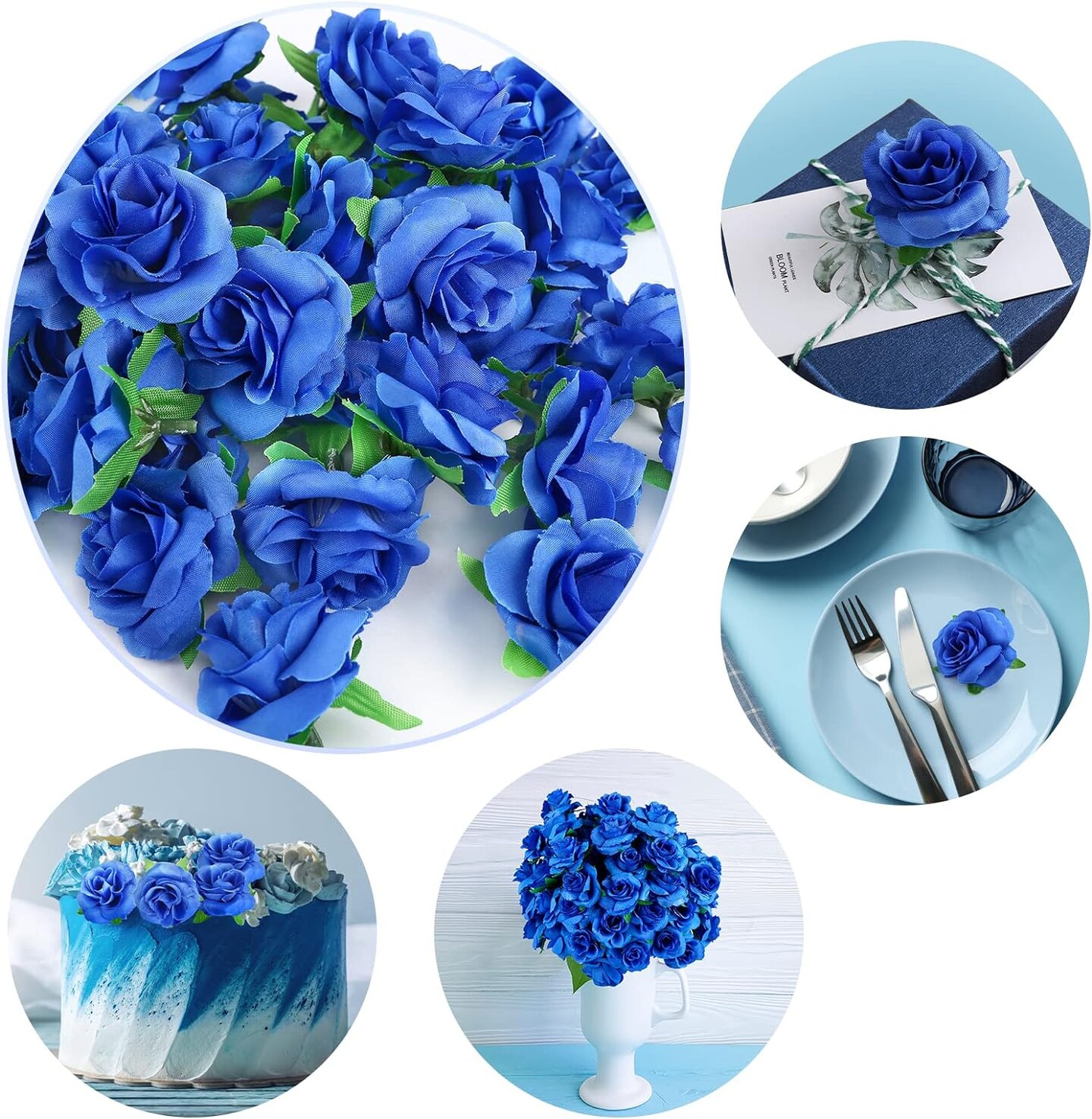50-Pieces 1.6&#x22; Artificial Flower Heads Silk Roses