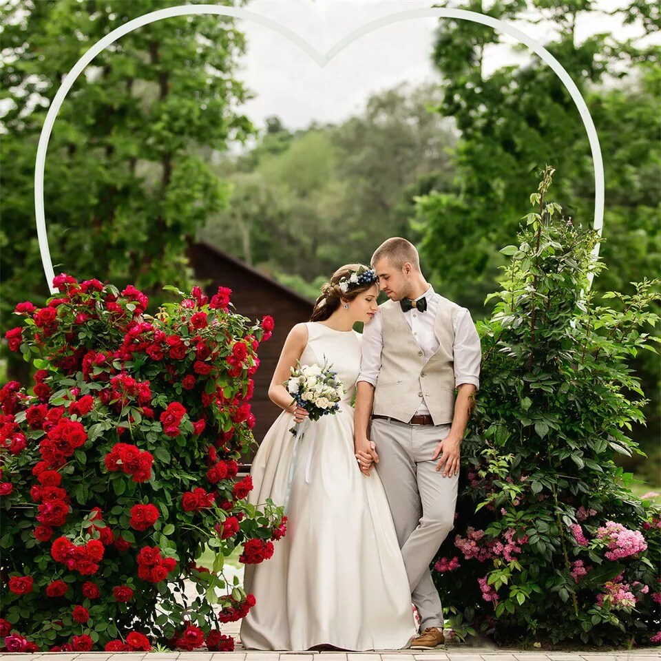 7.2FT Heart Shape Wedding Arch Stand Heavy Duty Metal Balloon Backdrop for Party