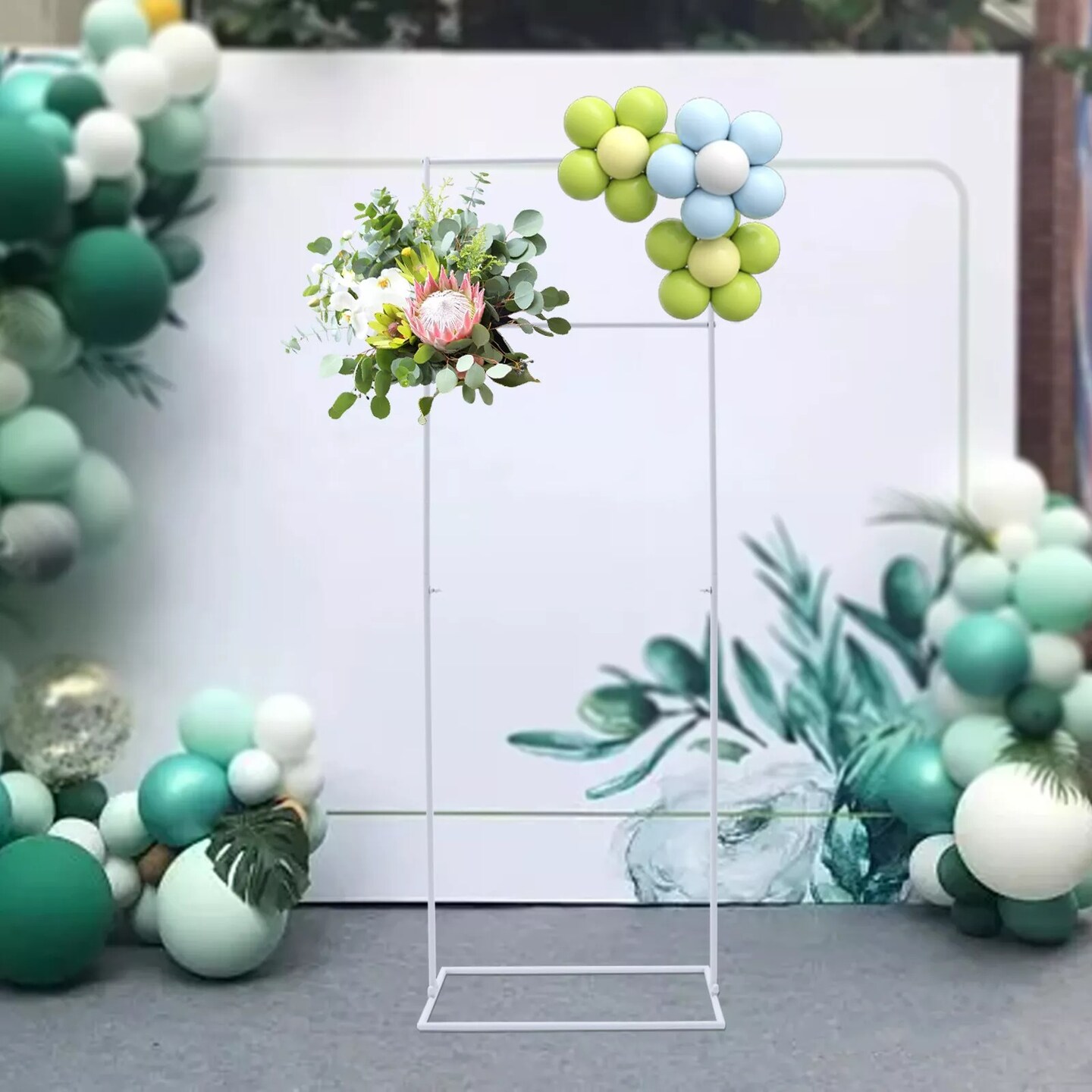 White Square Arch Rack Garden Balloon Stand for Wedding Party Backdrop Decor