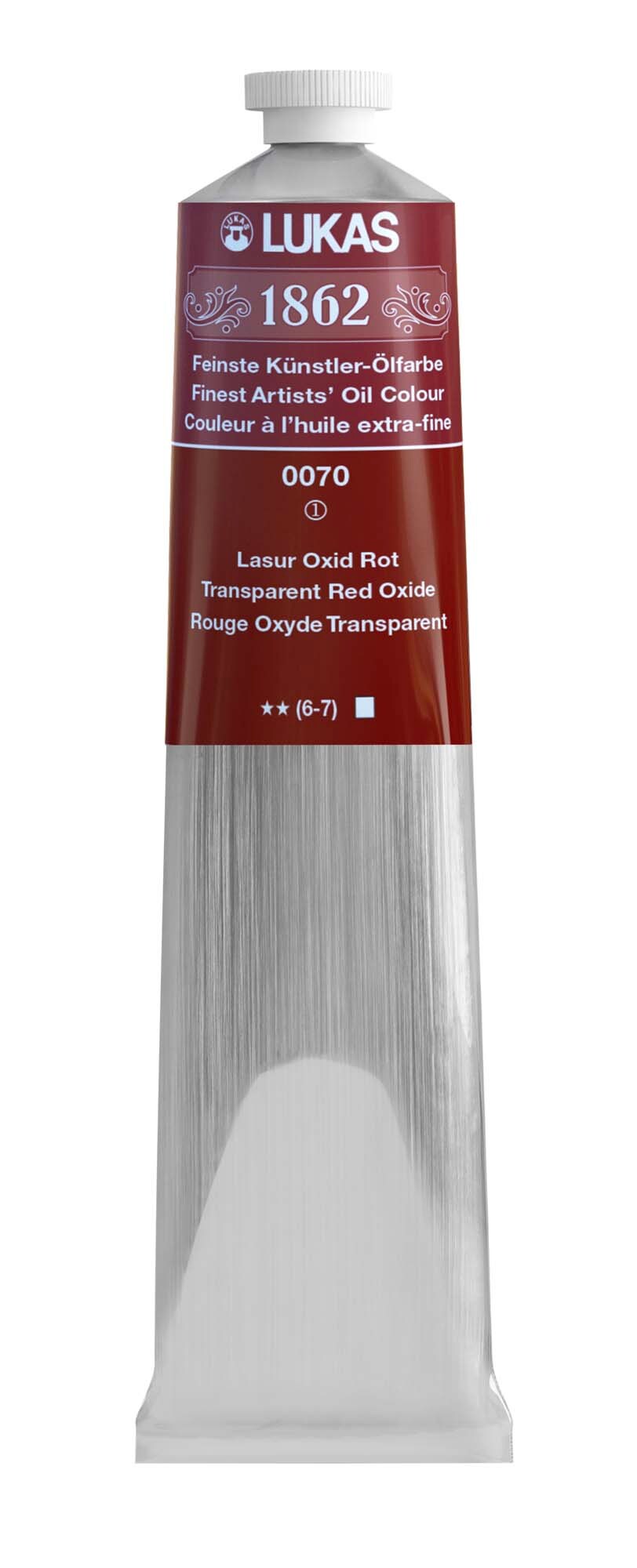Lukas 1862 Professional Artist Oil Paints, Transparent Red Oxide, 200 mL Tube, Highly Pigmented German Engineered, Non-Yellowing Sunflower Oil, Outstanding Lightfastness, Smooth, Brilliant Color Spectrum