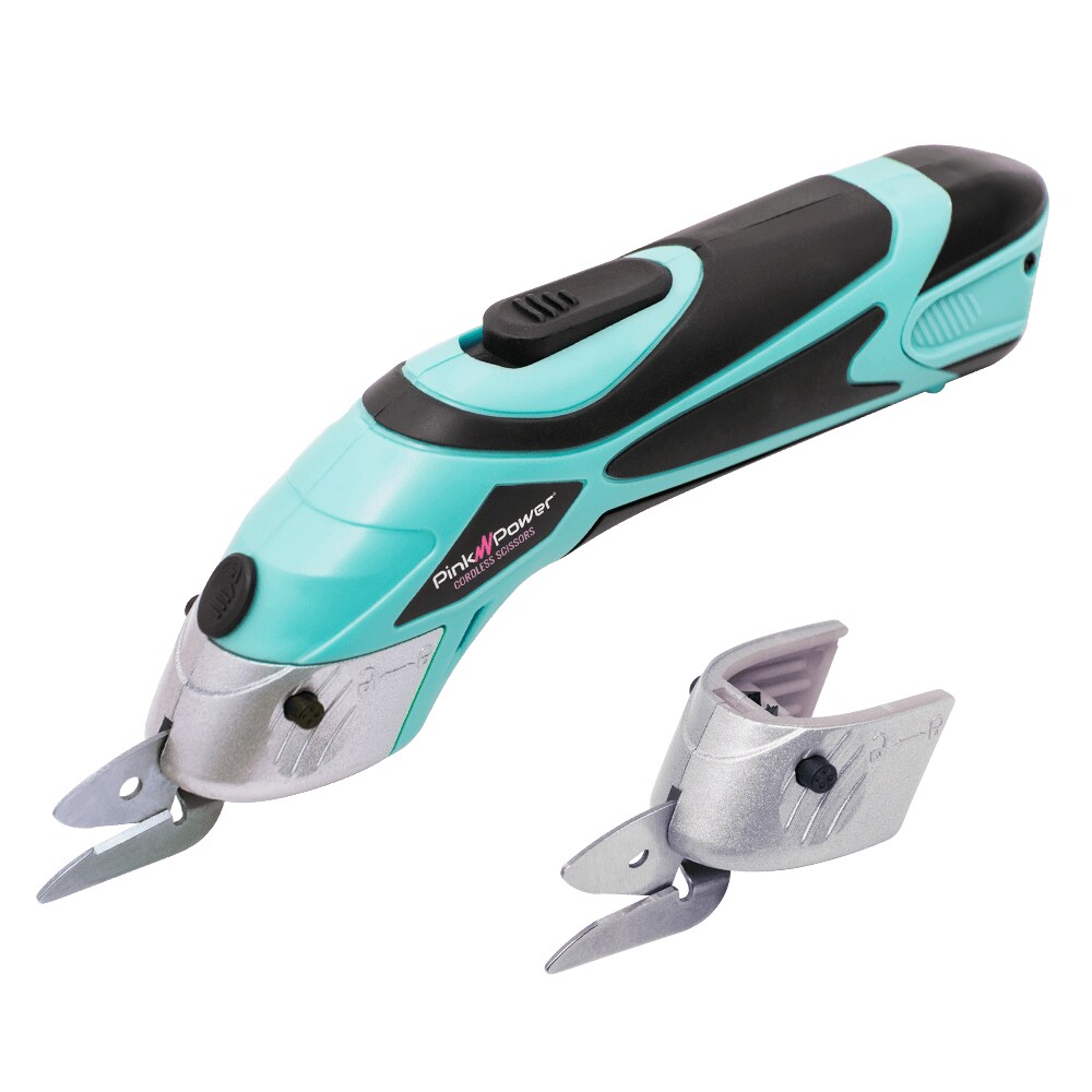 Pink Power Electric Fabric Scissors Box Cutter for Crafts, Sewing, Cardboard, Carpet, &#x26; Scrapbooking - Heavy Duty Professional Shears Cutting Tool - Aqua Splash Automatic Cordless Electric Scissors