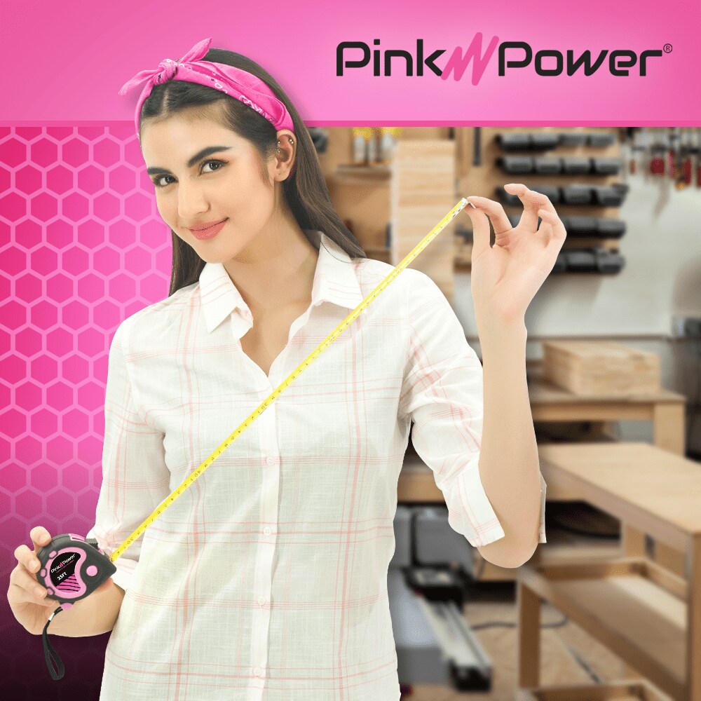 Pink Power 25ft. Pink Retractable Tape Measure