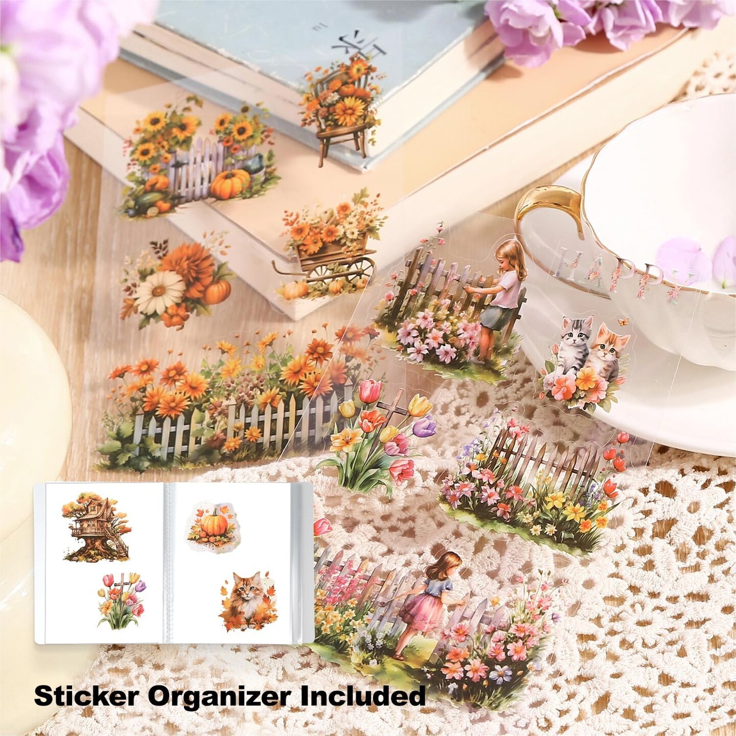 4Pcs Vintage Ephemera Sticker Book Set