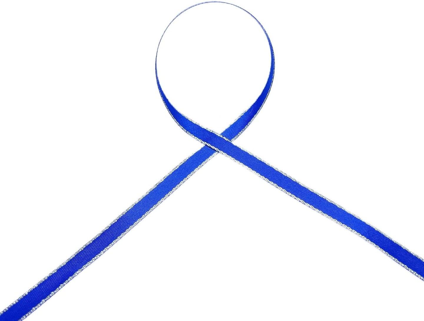 Royal Blue Double Face Satin Ribbon with Silver Border, 1/4 Inch X 50Yd