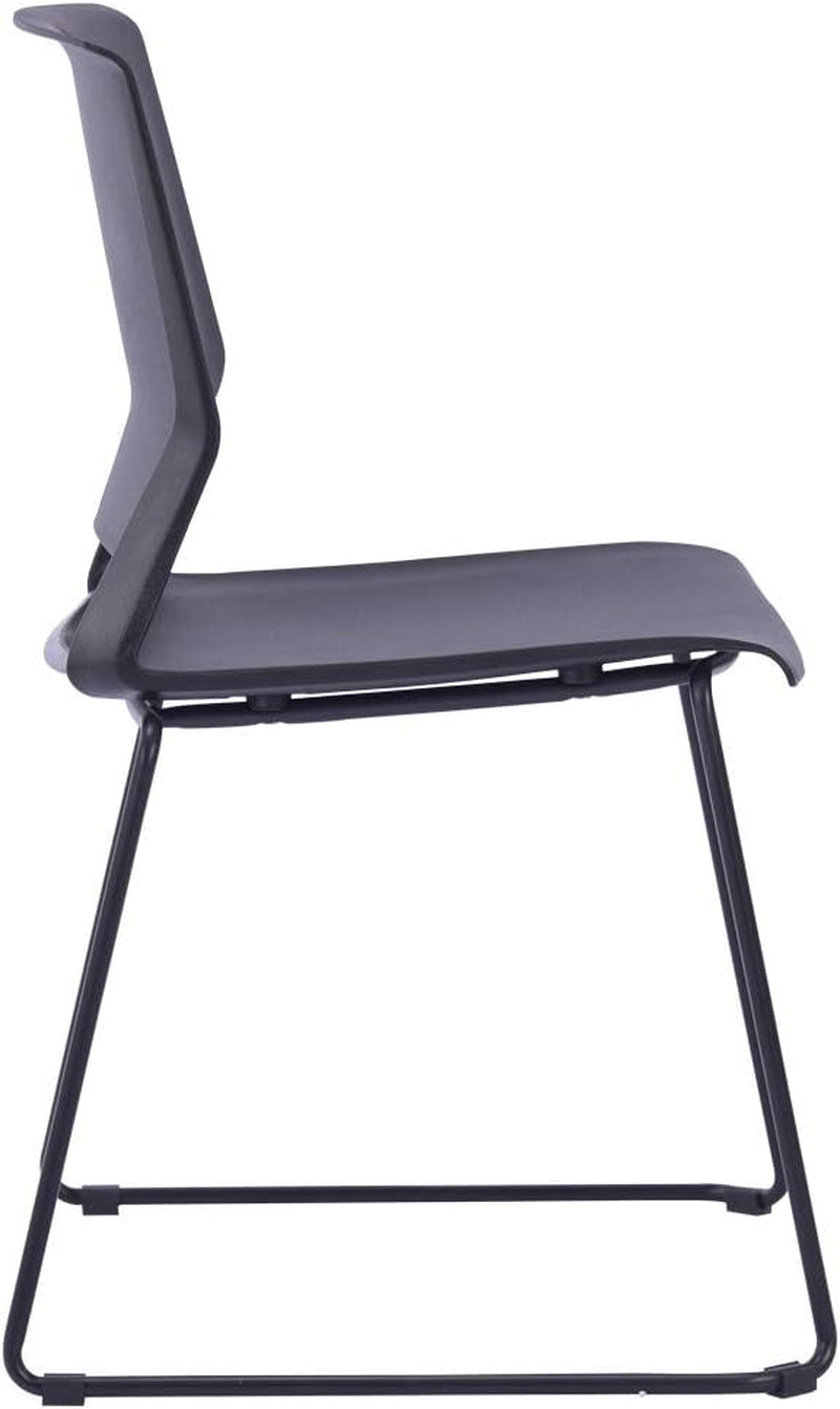 Stacking Chairs Stackable Waiting Room Chairs Conference Room Chairs-Black (Set of 4)