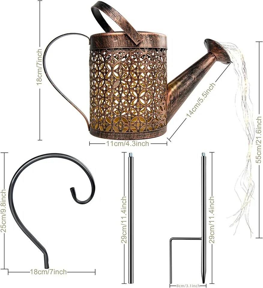 Solar Watering Can Light Garden Outdoor Waterproof Kettle Yard Art Lamp Decor