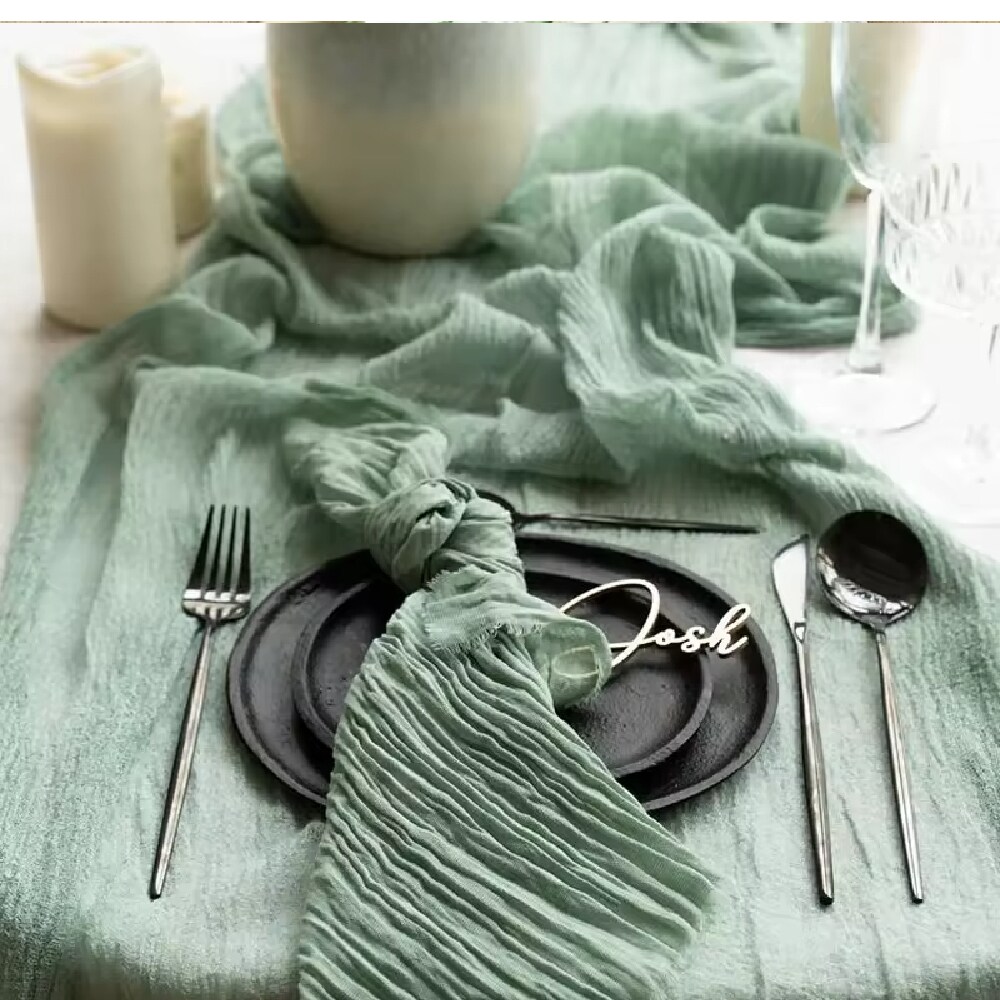 10ft Table Runner Super Soft Boho Wrinkled Gauze