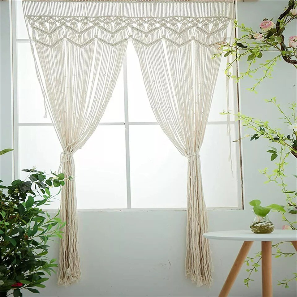 180cm Long Macrame Wall Hanging Tapestry Boho Wedding Backdrop Curtain Home Deco