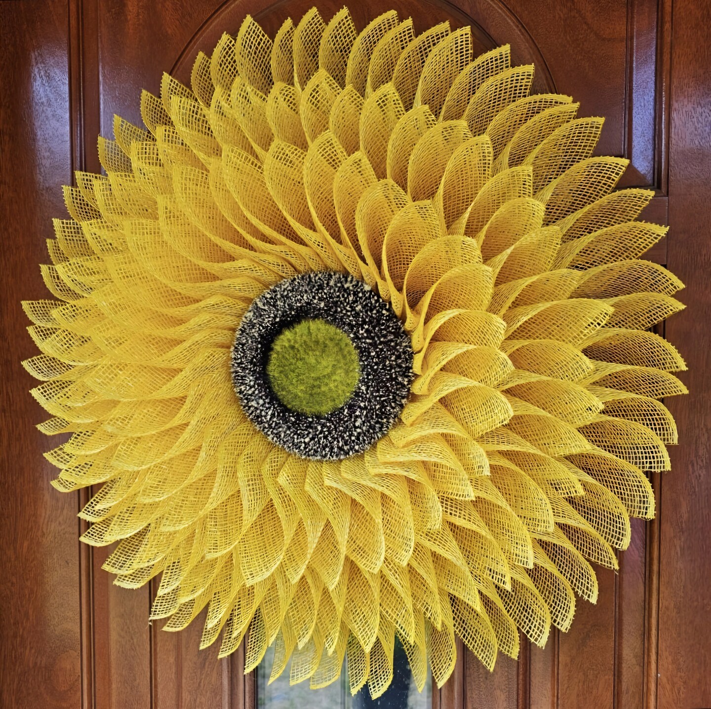 Yellow Sunflower Front And Double Door Burlap Flower Wreath For Spring ...