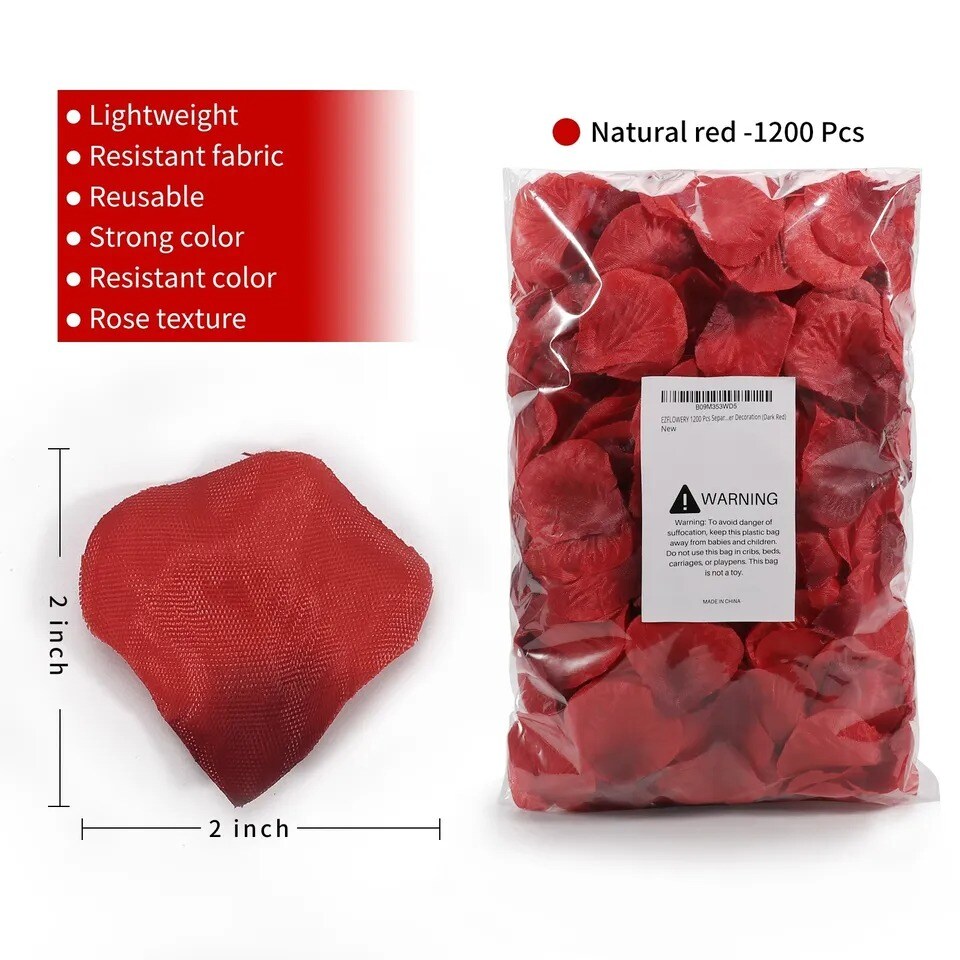 1200 Pcs Separated Red Silk Rose Petals