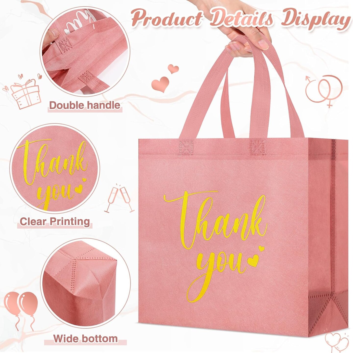 30-Pieces Reusable Thank You Gift Bags with Handles