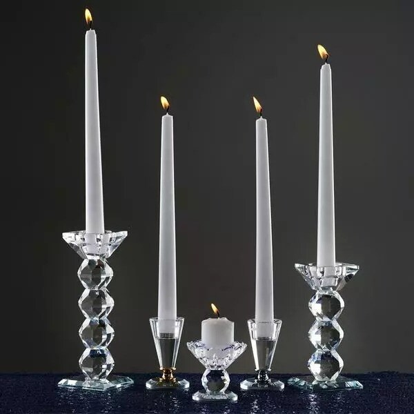 Clear and Gold 3&#x22; tall Crystal Candle Holder Wedding Party Decorations