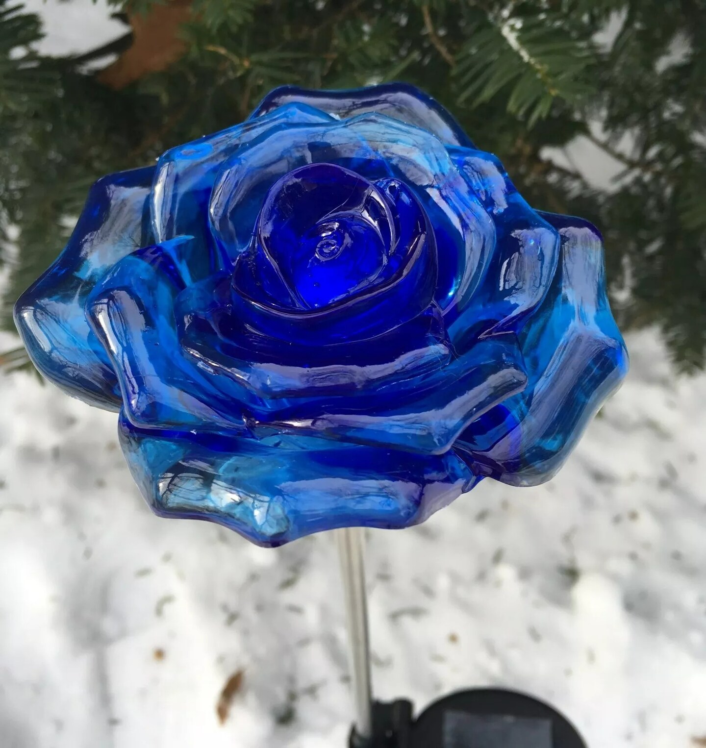 Solar Rose Flower Garden Path Stake White LED Light Outdoor Yard Lawn Art Decor