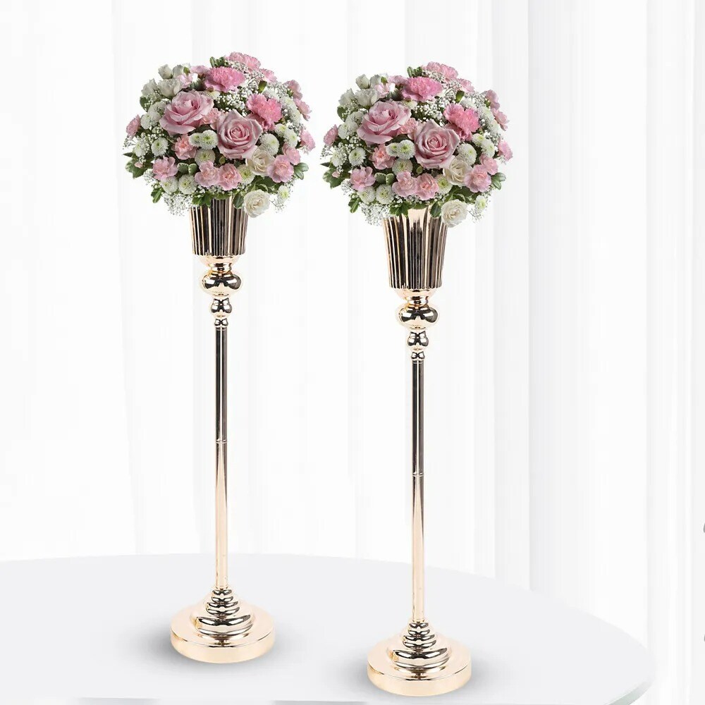 2 Pcs Metal Iron Wedding Stand Flower Rack Centerpiece Vases Party Garden Decor