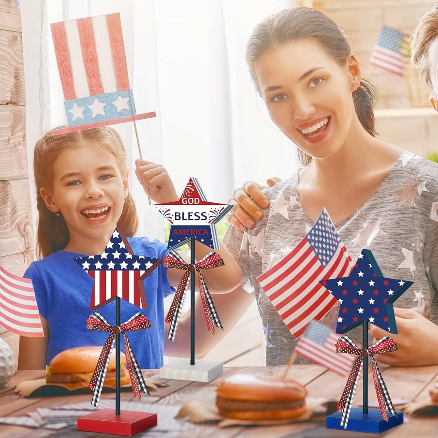 3-Pieces Patriotic Wooden Stars