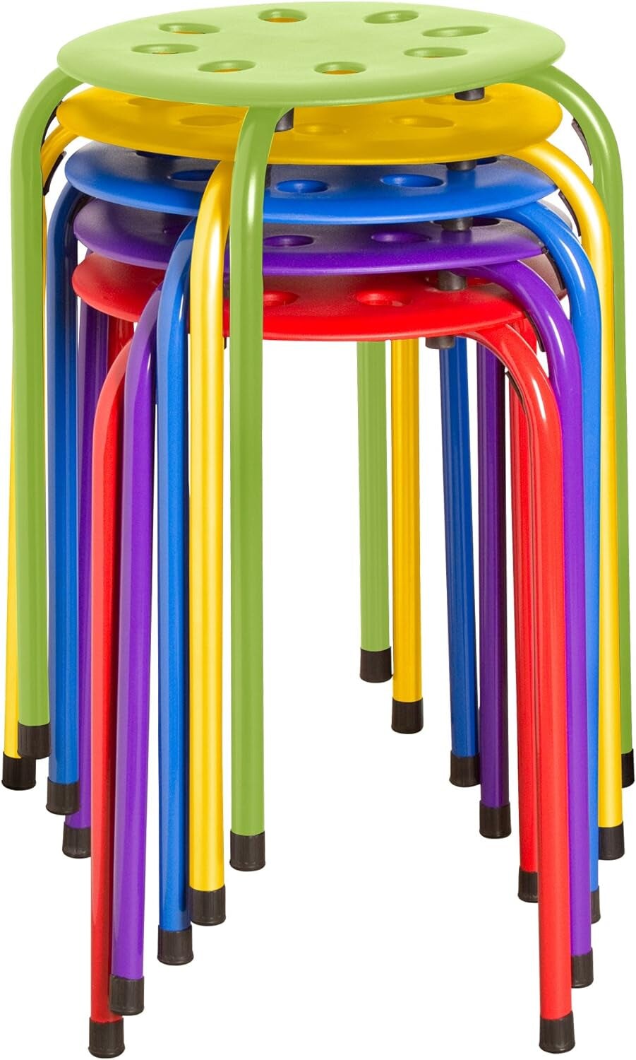 Stacking Stools for Kids and Adults, 17.75&#x22; Standard Height Portable Nesting Office and Classroom Stools, Assorted Color, Pack of 5