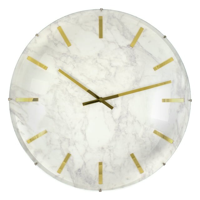 Westclox Analog QA Large White Marble and Gold Dial Wall Clock with ...