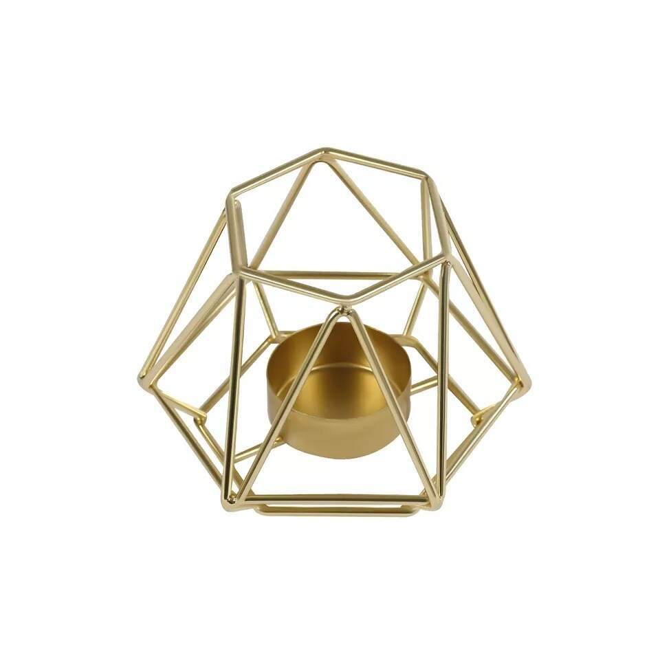 Gold Geometric Tealight Candle Holder 10Pcs Metal Candle Stand Table Centerpiece