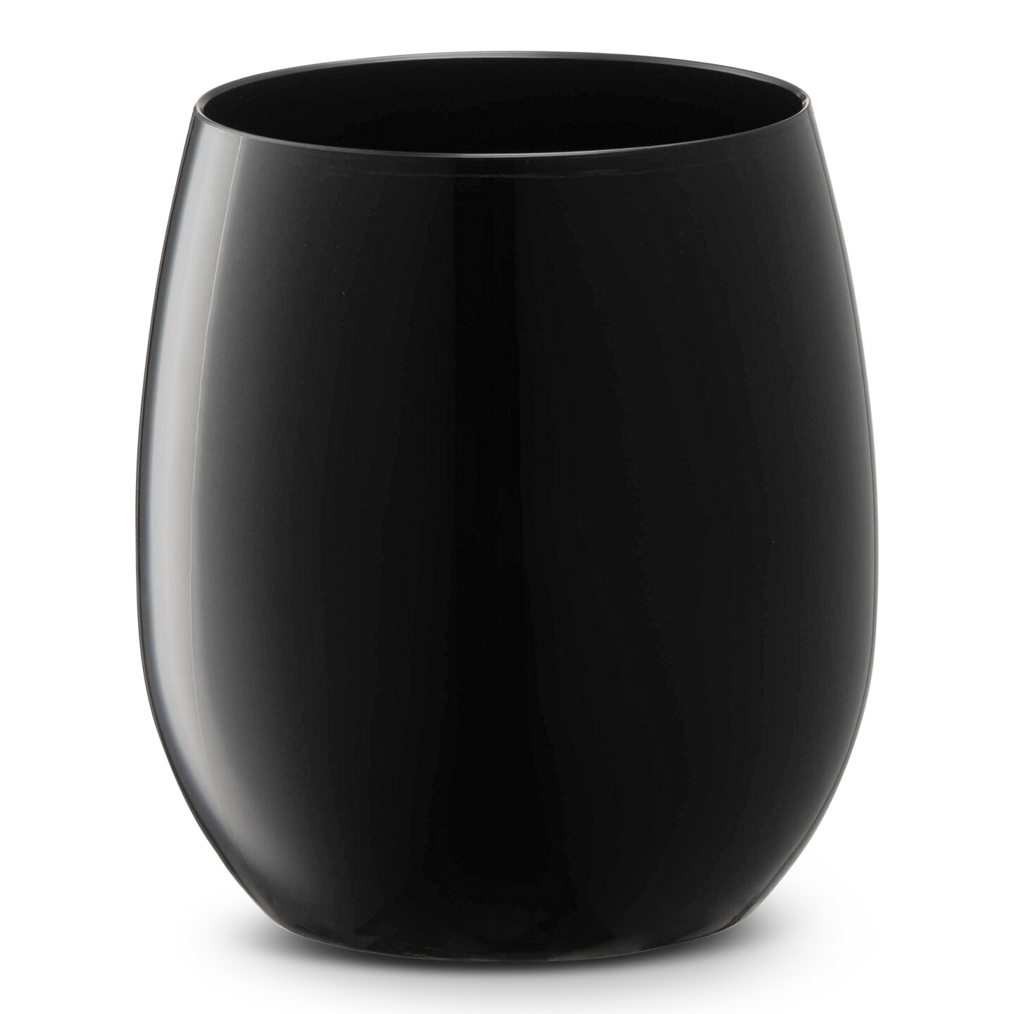 Black Elegant Stemless Plastic Wine Glasses - 12 Ounce (64 Glasses)