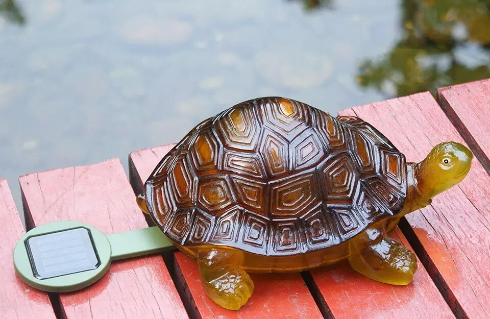 12” Solar Powered Turtle with LED Glowing Shells adds a decorative