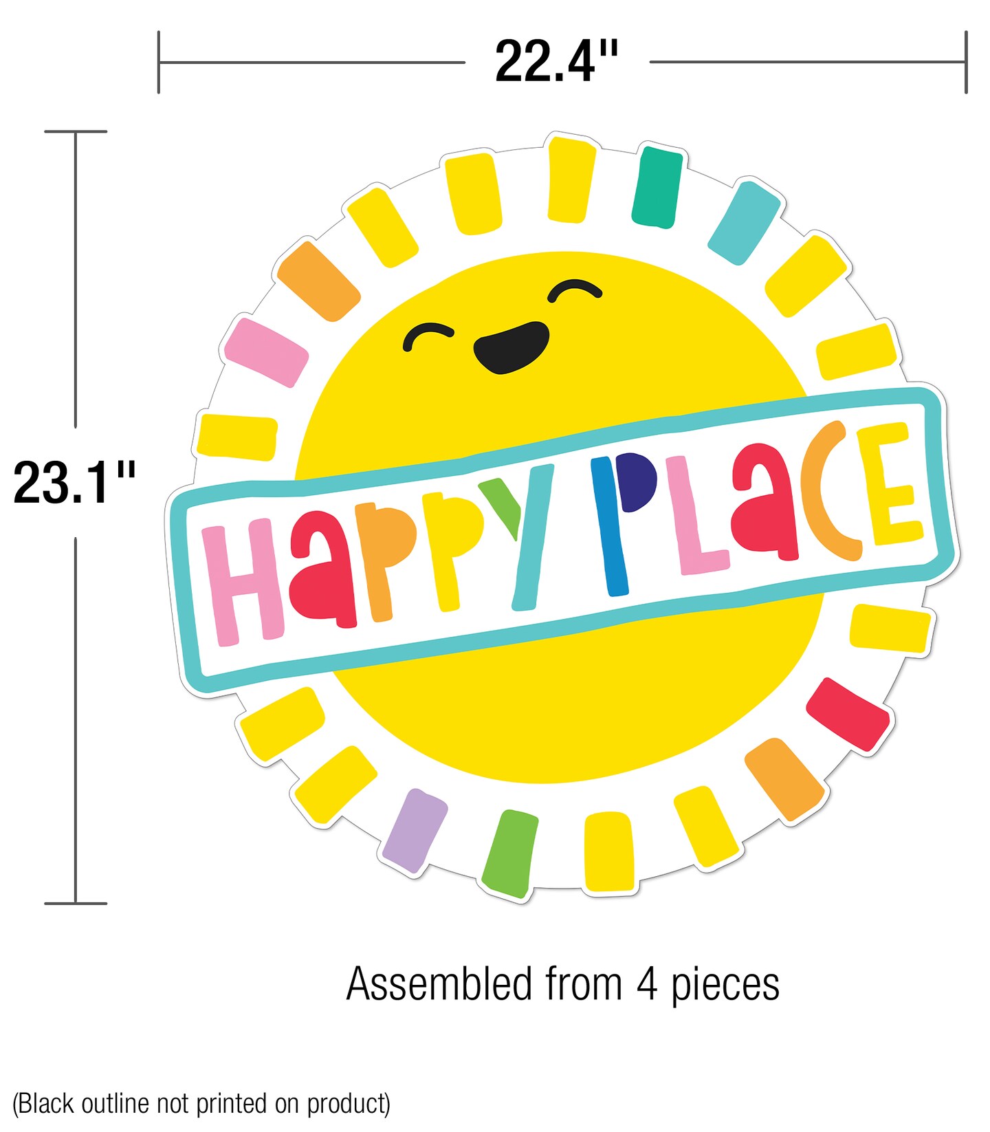 Carson Dellosa This is Our Happy Place Bulletin Board Set, Rainbow Classroom Decorations With Heart and Paper Airplane Bulletin Board Cutouts for Wall Decor, Colorful Classroom Decor (58 pc)