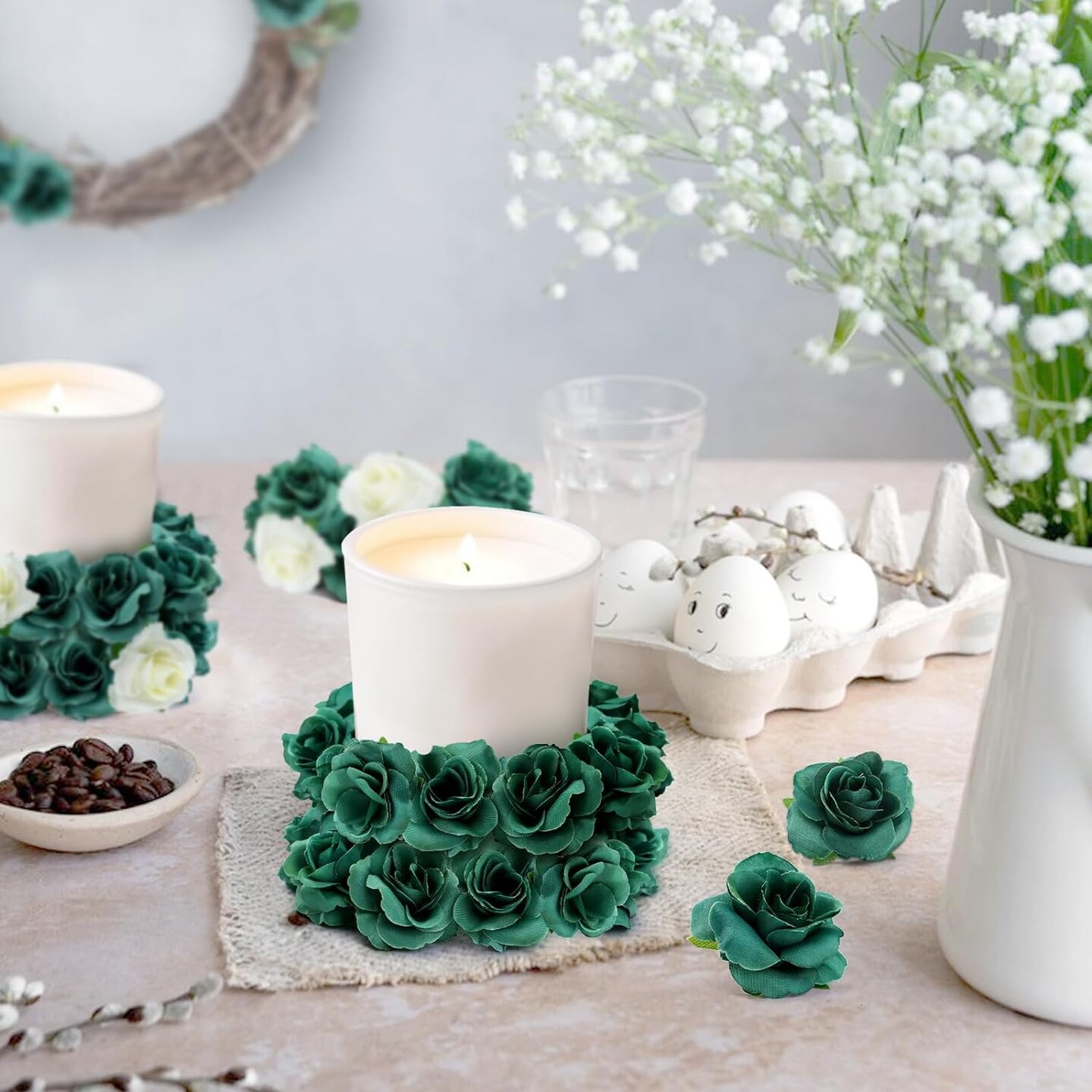 50-Pieces 1.6&#x22; Artificial Flower Heads Silk Roses