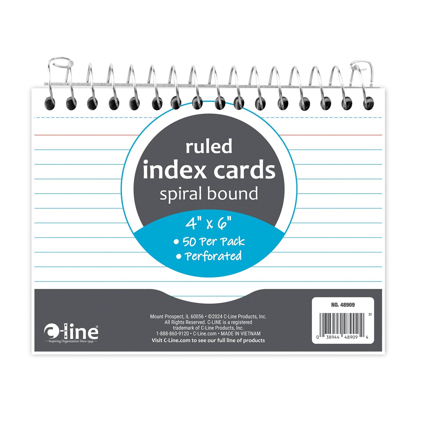 Spiral Bound Index Card Notebook, 4&#x22; x 6&#x22;, Ruled, Pack of 10