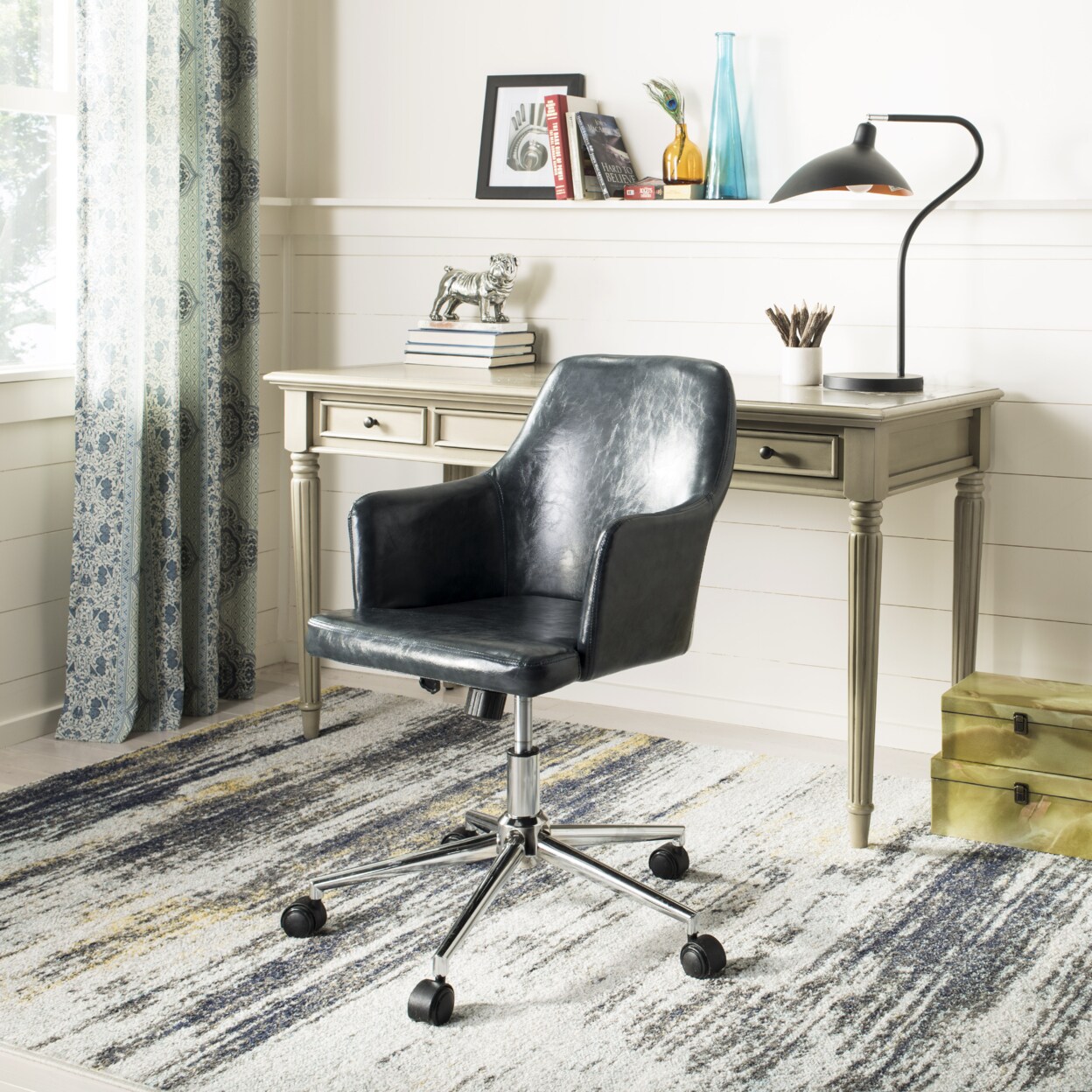 Safavieh   Cadence Swivel Office Chair Dark Grey / Chrome