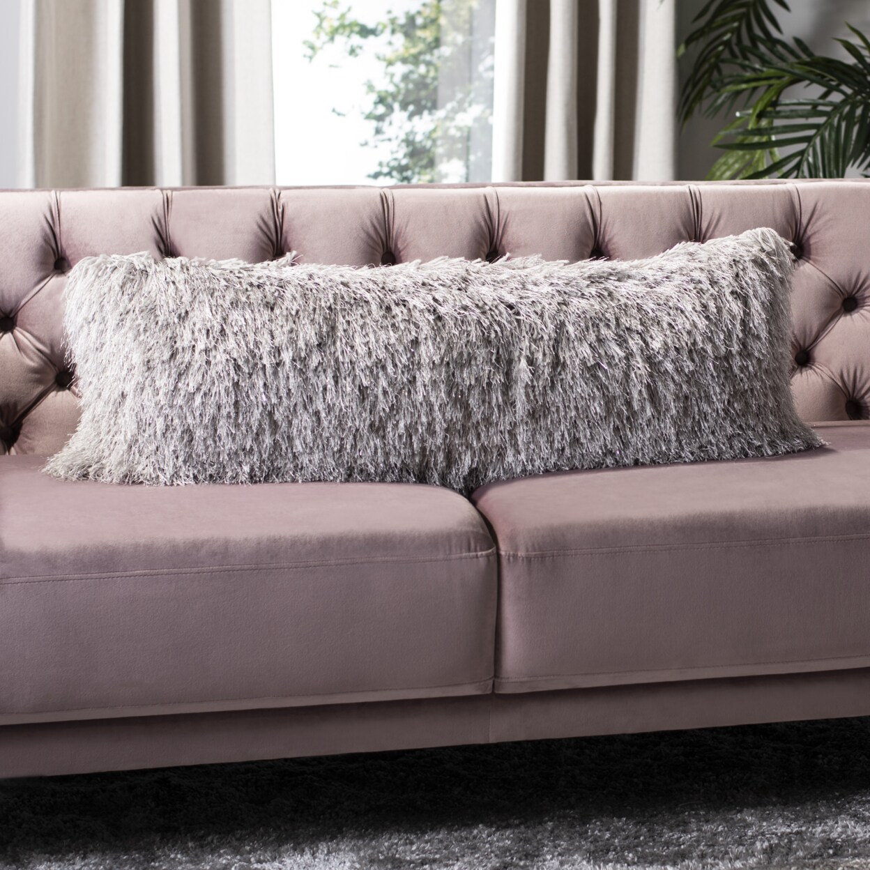 Safavieh Shag Modish Metallic Pillow Metallic Silver Home Décor Comfort Cushion