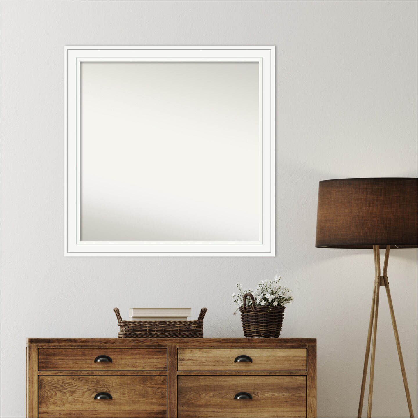 Craftsman White Non-Beveled Custom Framed Bathroom Vanity Wall Mirror
