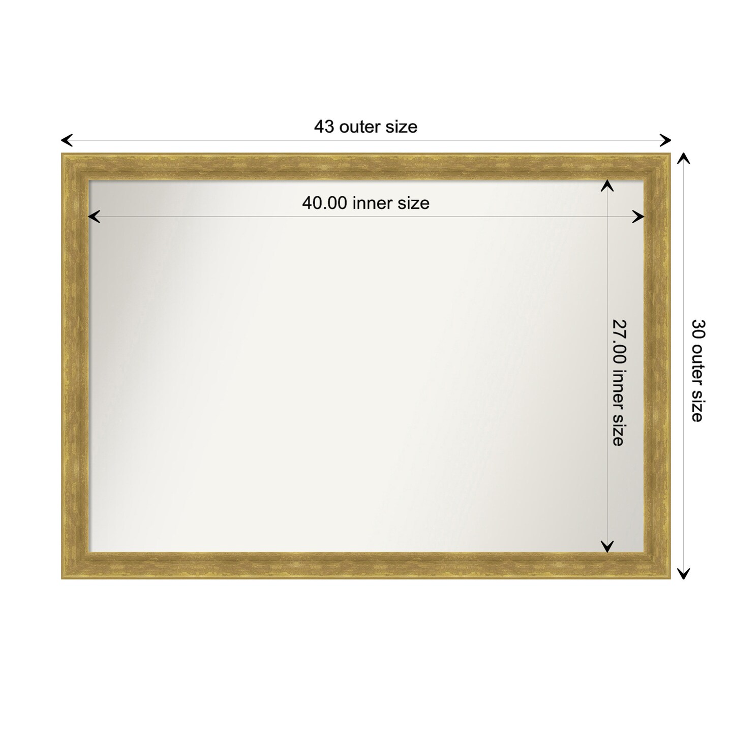 Angled Gold Non-Beveled Custom Framed Bathroom Vanity Wall Mirror