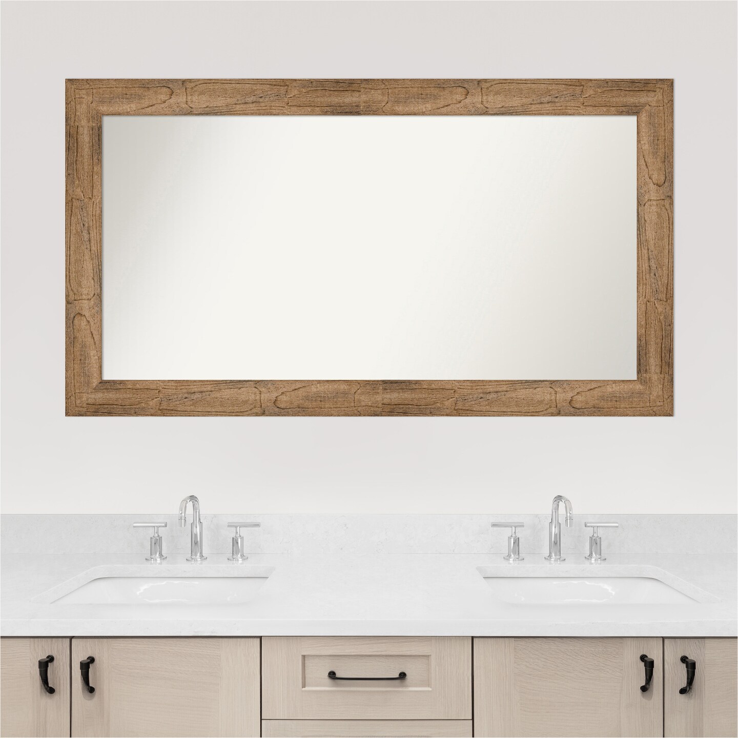 Owl Brown Non-Beveled Custom Framed Bathroom Vanity Wall Mirror