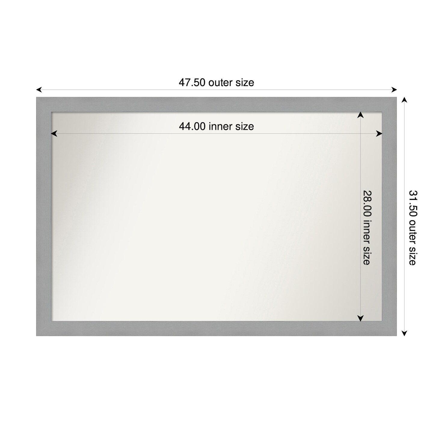 Brushed Nickel Non-Beveled Custom Framed Bathroom Vanity Wall Mirror
