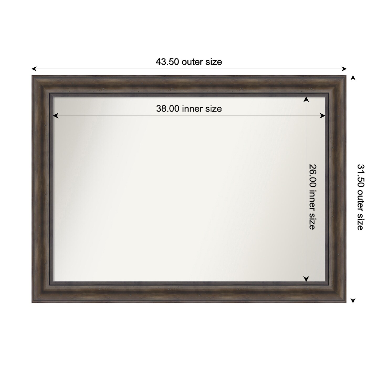 Rustic Pine Brown Non-Beveled Custom Framed Bathroom Vanity Wall Mirror
